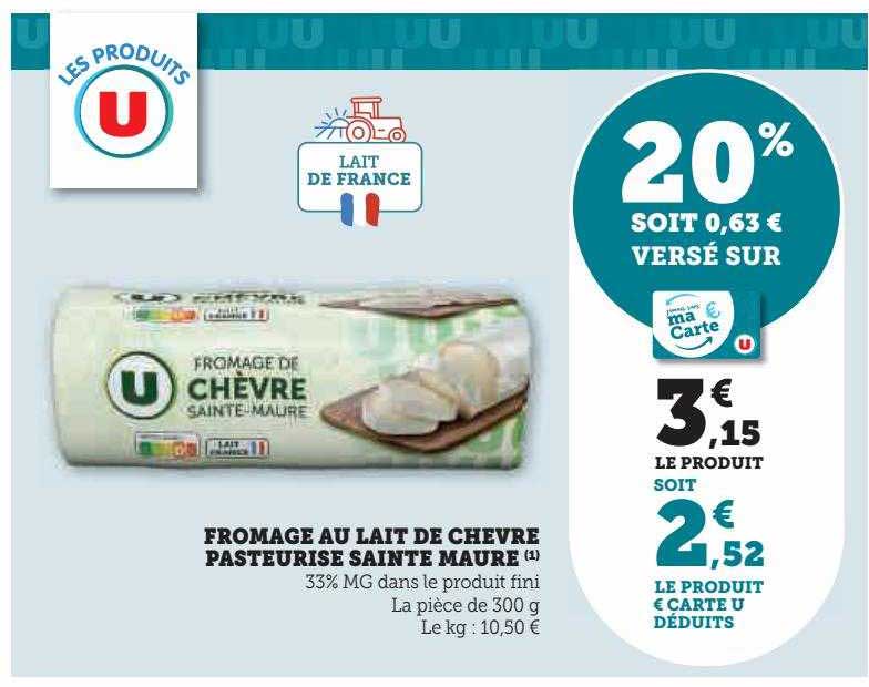 fromage au lait de chèvre pasteurisé sainte maure