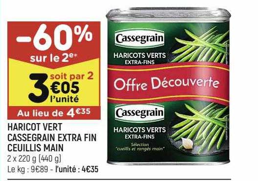 haricot vert cassegrain extra fin cueillis main