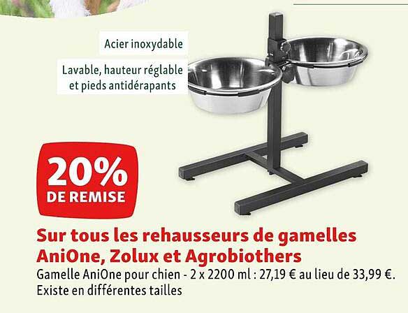 les rehausseurs de gamelles aniOne, zolux et agrobiothers