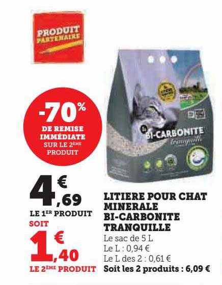 Litière Pour Chat Minérale Bi-carbonite Tranquille