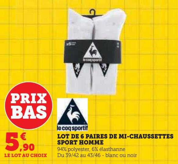 lot de 6 paires de mi-chaussettes sprot homme le coq sportif