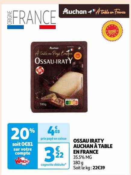 ossau iraty auchan à table en france