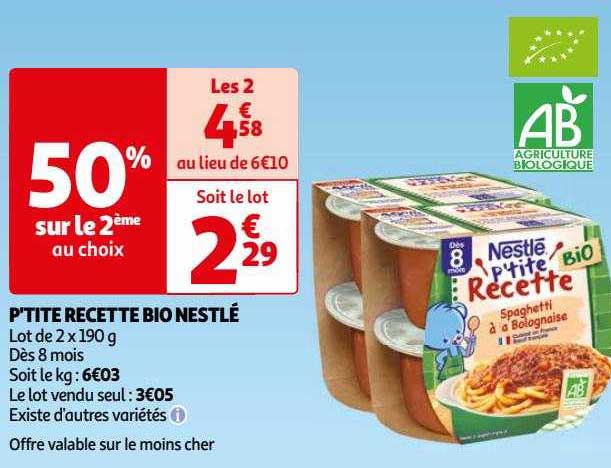 p'tite recette bio nestlé
