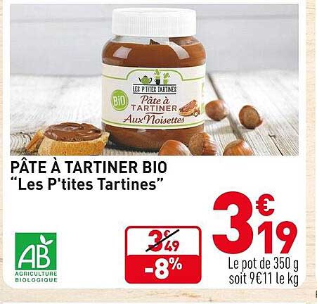 Pâte à Tartiner Bio "les P'tites Tartines"