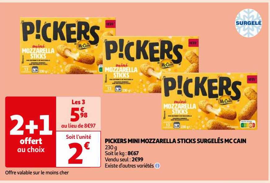 pickers mini mozzarella sticks surgelés mc cain