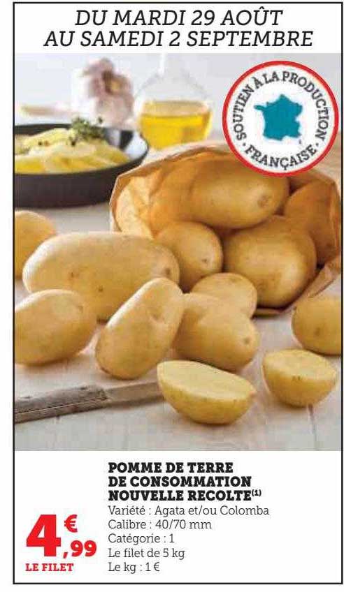 pomme de terre de consommation nouvelle récolte