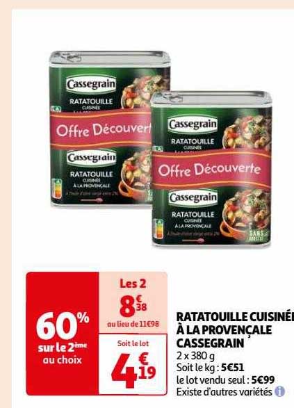 Ratatouilles Cuisinée à La Provençale Cassegrain