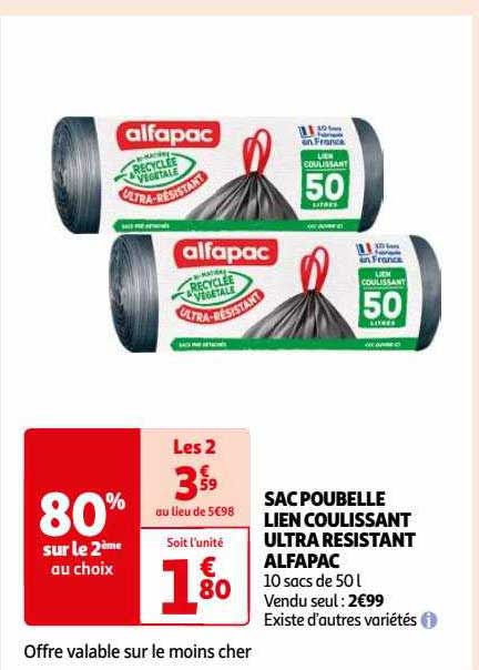 Sac Poubelle Lien Coulissant Ultra Résistant Alfapac