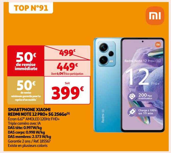 smartphone xiaomi redmi note 12 pro+ 5g 256go