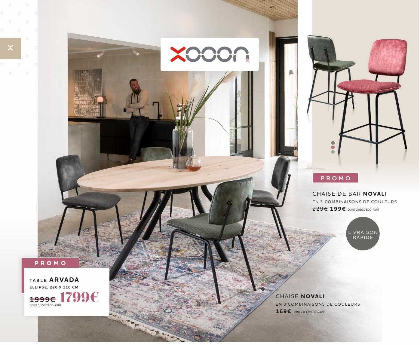 Table Arvada, Chaise De Bar Novali, Chaise Novali