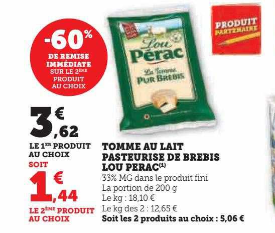 tomme au  lait pasteurisé de brebis lou pérac
