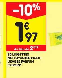 80 lingettes nettoyantes multi usage parfum citron