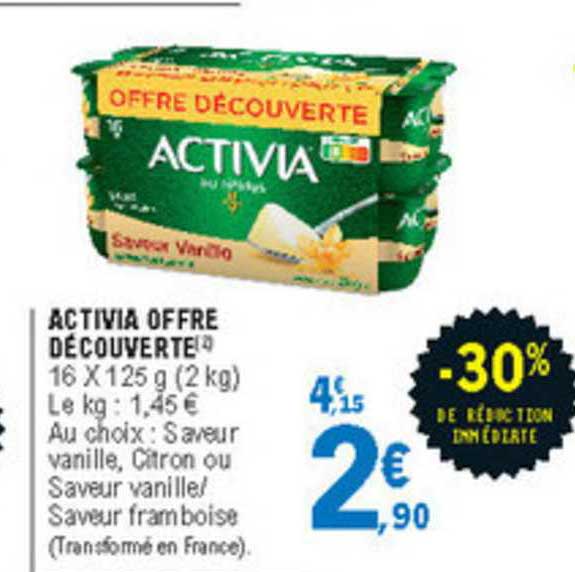 Activia Offre Découverte -30% De Réduction Immédiate