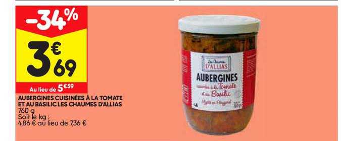 Aubergines Cuisinées à La Tomate Et Au Basilic Les Chaumes D'allias