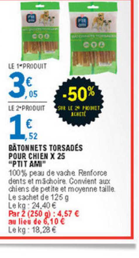 bâtonnets torsadés pour chien x 25 "ptit ami"