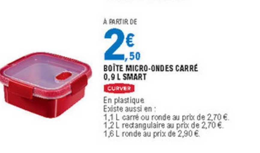 boîte micro ondes carré 0.9 l smart curver