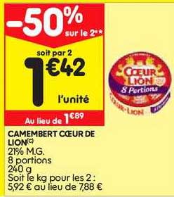Camembert Cœur De Lion -50% Sur Le 2ème