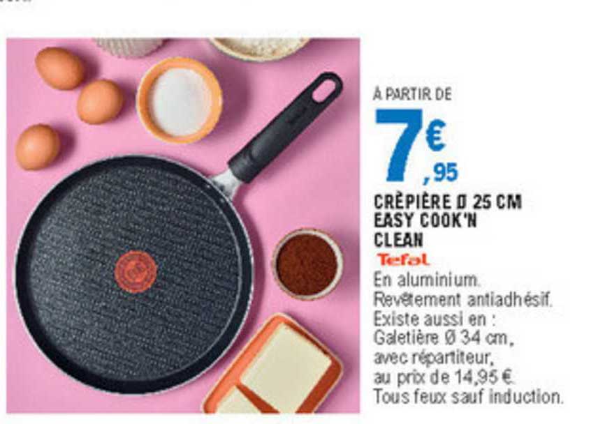 crêpière 25 cm easy cook'n clean tefal
