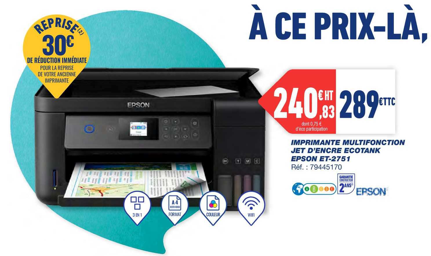 imprimante multifonction jet d'encre ecotank epson et 2751
