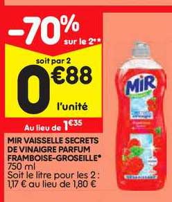 Mir Vaisselle Secrets De Vinaigre Parfum Framboise Groseille -70% Sur Le 2ème