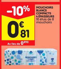 mouchoirs blancs compacts 4 épaisseurs