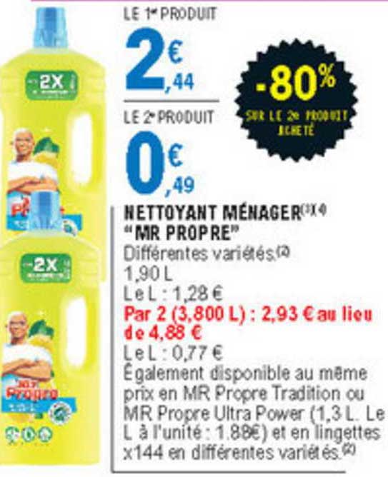 Nettoyant Ménager "mr Propre" -80% Sur Le 2è Produit Acheté