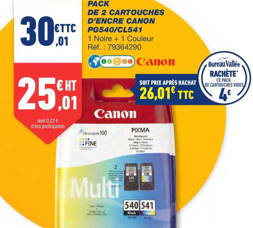 pack de 2 cartouches d'encre canon pg540 cl541