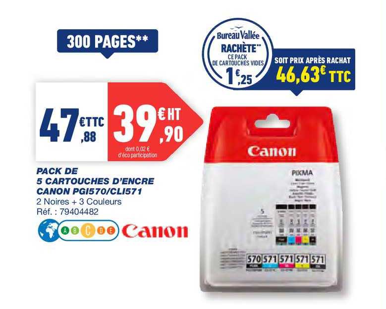pack de 5 cartouches d'encre canon pgi570 cli571