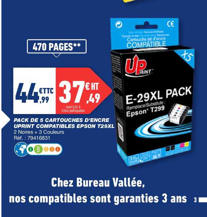 pack de 5 cartouches d'encre uprint compatibles epson t29xl