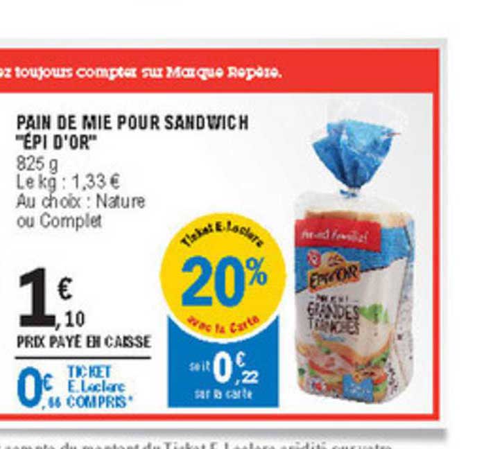 pain de mie pour sandwich "épi d'or"