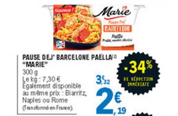 pause dej' barcelone paella "marie" -34% de réduction immédiate