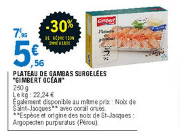 plateau de gambas surgelées "gimbert océan"