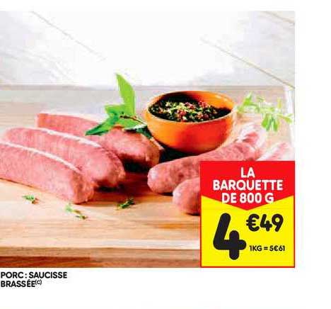 porc : saucisse brassée