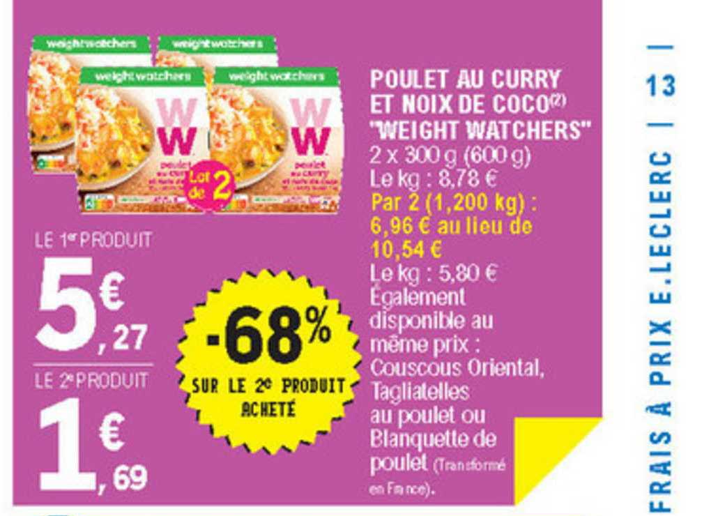 poulet au curry et noix de coco "weight watchers"