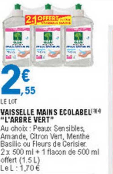 vaisselle mains ecolabel "l'arbre vert"