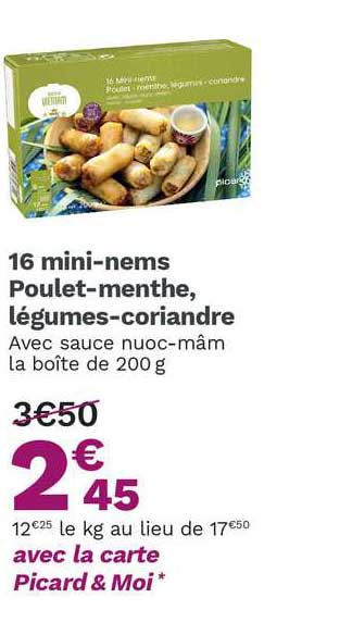 16 mini-nems poulet-menthe, légumes-coriandre