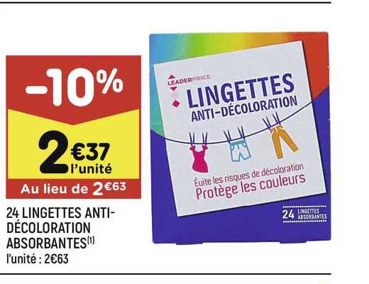 24 lingettes anti-décoloration absorbantes