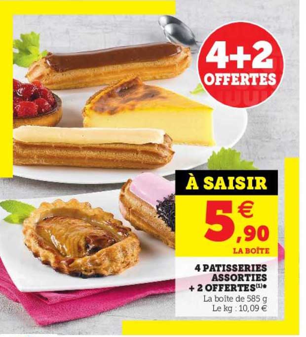 4 pâtisseries assorties + 2 offertes
