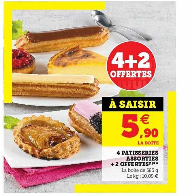 4 pâtisseries assorties + 2 offertes