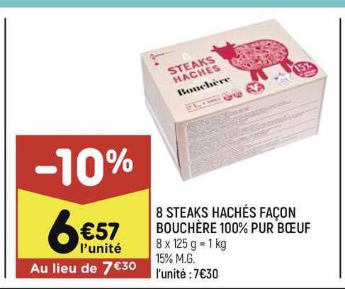 8 steaks hachés façon bouchère 100% pur bœuf