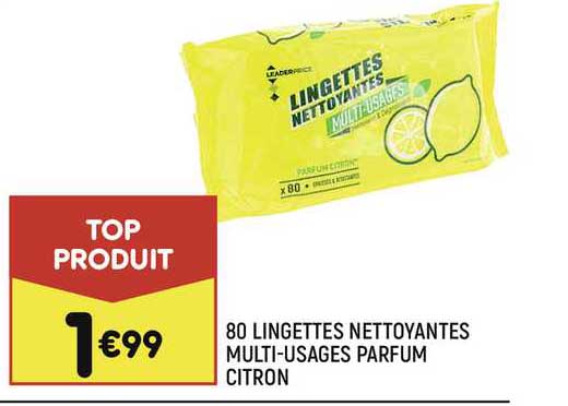 80 Lingettes Nettoyantes Multi-usages Parfum Citron