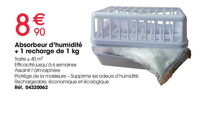 Absorbeur D'humidité + 1 Recharge De 1 Kg