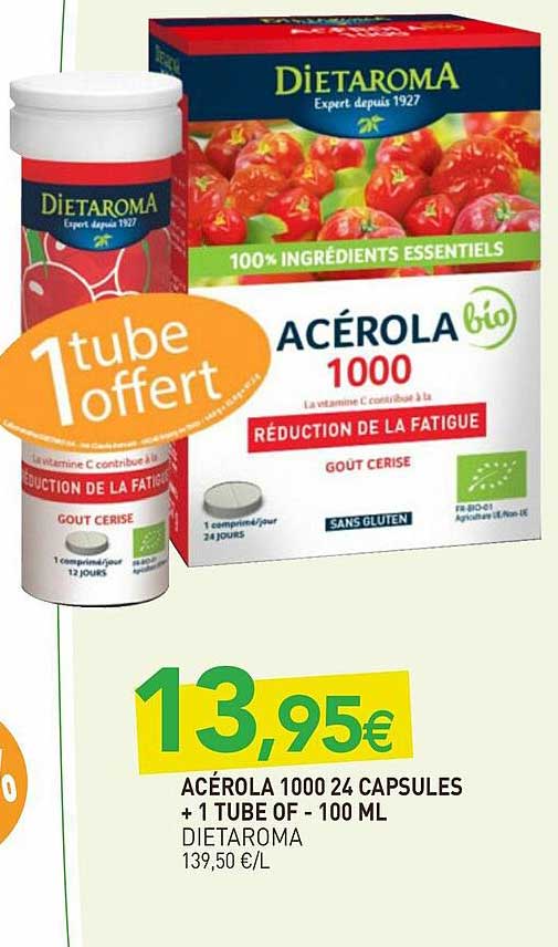 Acérola 100 24 Capsules + 1 Tube Of - 100 Ml Dietaroma