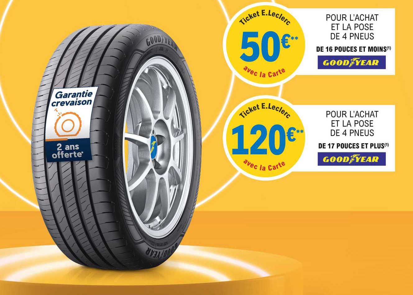 achat et pose de 4 pneus de 16 pouces et moins good year, achat et pose de 4 pneus de 17 pouces et plus good year