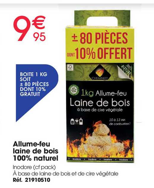 allume-feu laine de bois 100% naturel