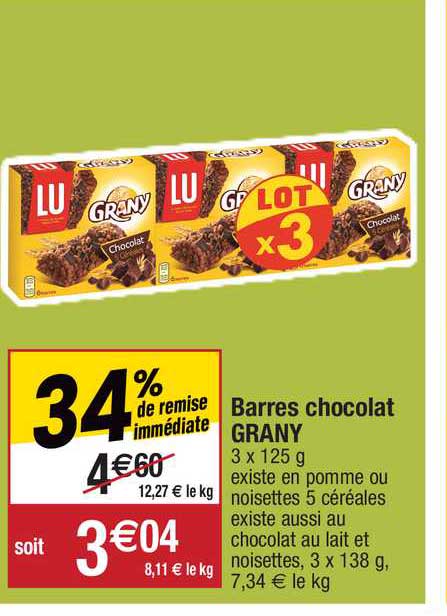 barres chocolat grany