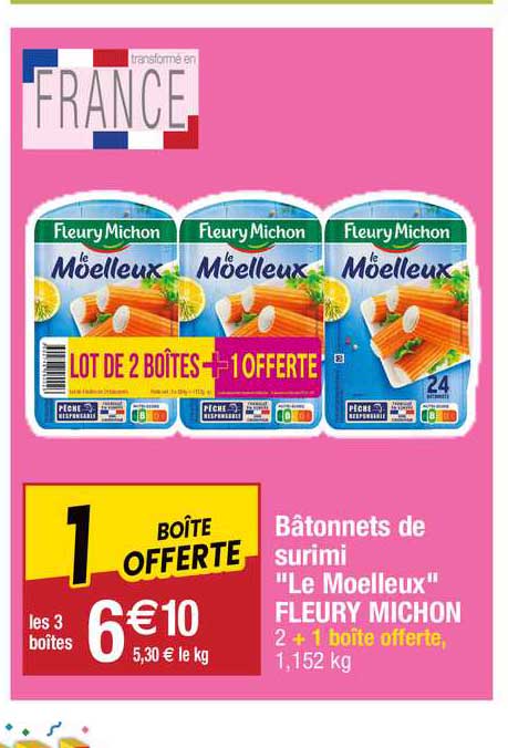 bâtonnets de surimi "le moelleux" fleury michon