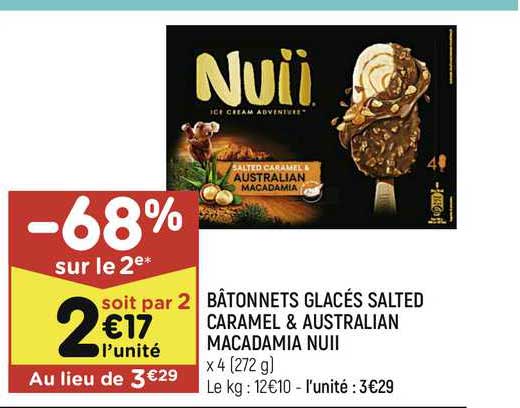 bâtonnets glacés salted caramel & australian macadamia nuii