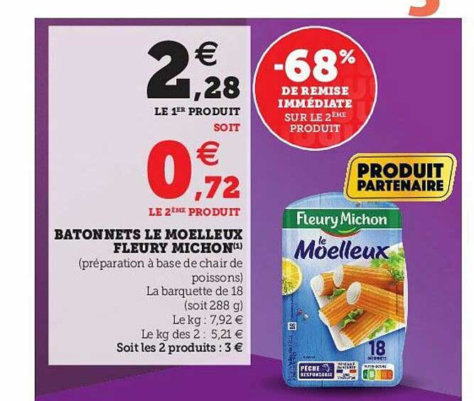 bâtonnets le moelleux fleury michon