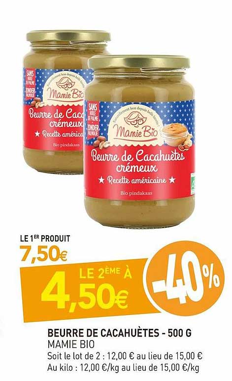 Beurre De Cacahuètes - 500 G Mamie Bio